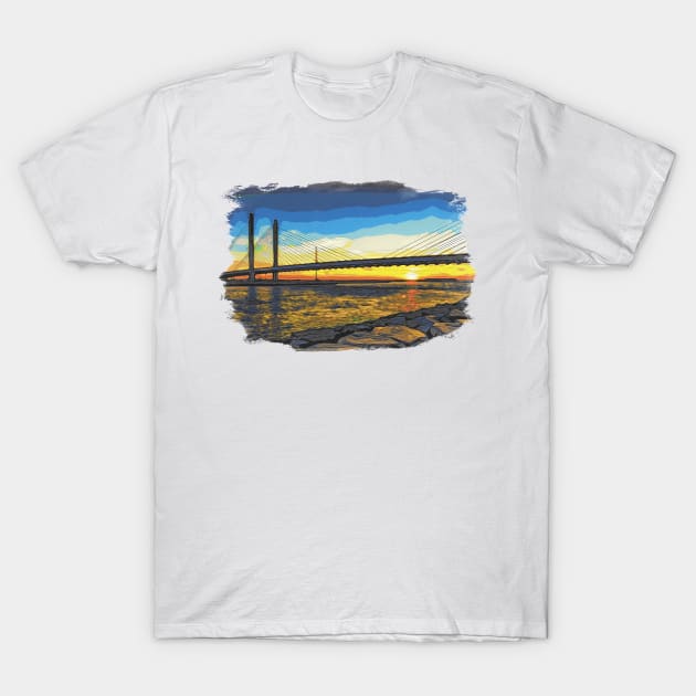 Bridge Sunset at Indian River Watercolor T-Shirt by Swartwout
